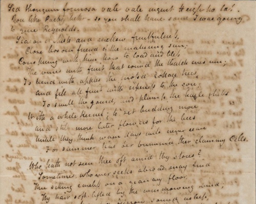 Manuscript of Keats's "To Autumn," MS Keats 1.64. Houghton Library, Harvard University