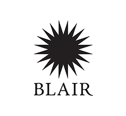The Blair logo, a simple black starburst graphic on a white background. The name of the press is written in all capital letters and serif font below.