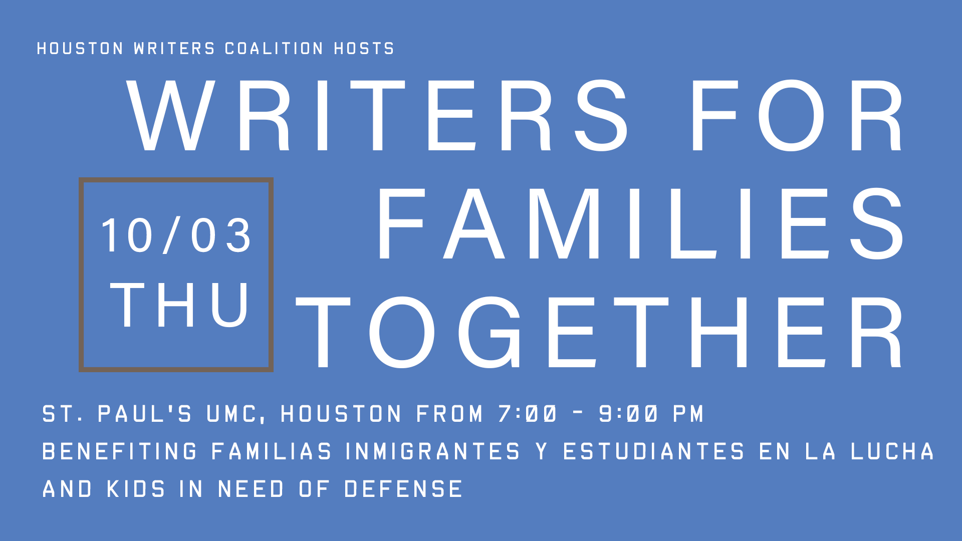 Writers for Families Together flyer