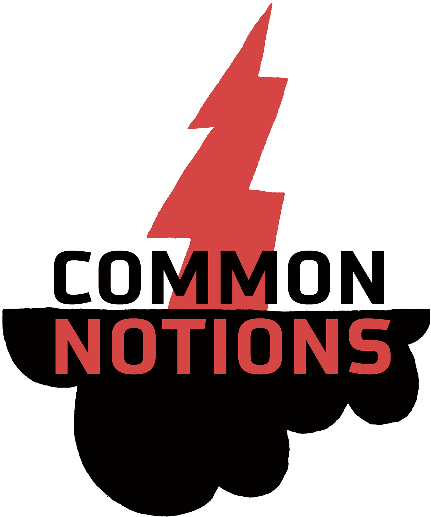 Black and red logo featuring lighning bolt and cloud graphic