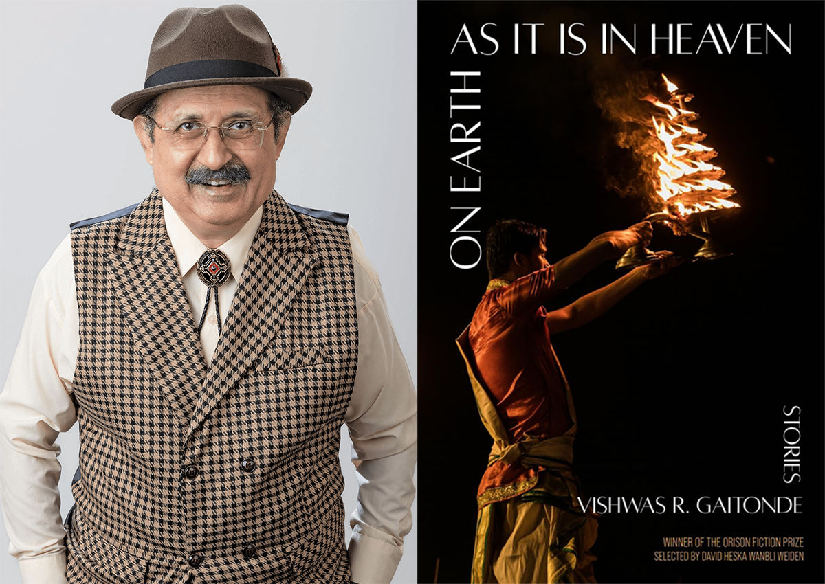 Photo portrait of a man with a gray mustache and rimless glasses, wearing a fedora, checked vest, and bolo tie
