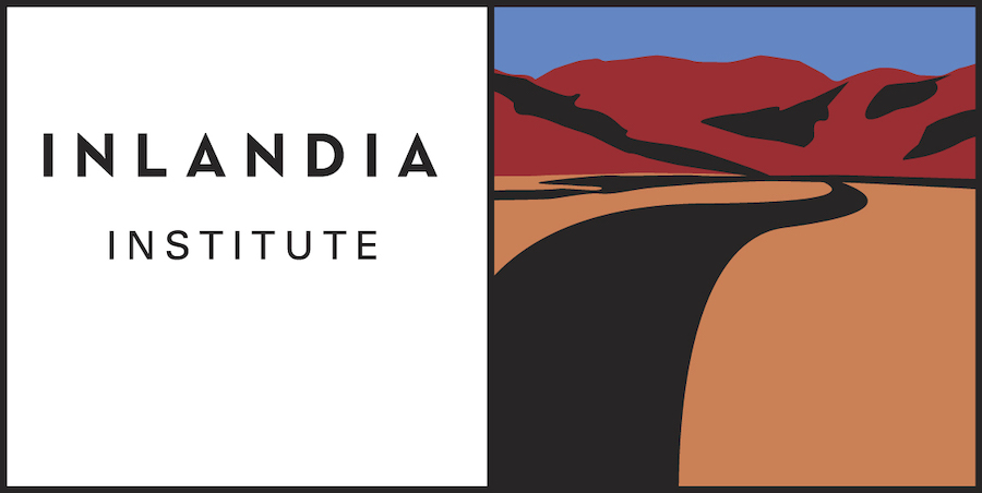 The words "Inlandia Institute" appear next to a logo of rolling dunes