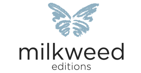 Milkweed Editions logo, with the text "Milkweed Editions" and a simple crayon drawing of a butterfly