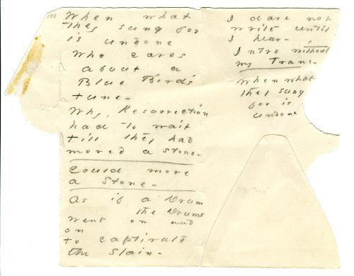 Emily Dickinson, "When what" MS ca. 1881; Emily Dickinson Collection, Archives & Special Collections, Amherst College