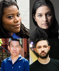 Portraits of Kaitlyn Greenidge, Jhumpa Lahiri, Alex Dimitrov, and Jack Wang arranged in a grid. Portraits of Kaitlyn Greenidge, Jhumpa Lahiri, Alex Dimitrov, and Jack Wang arranged in a grid.