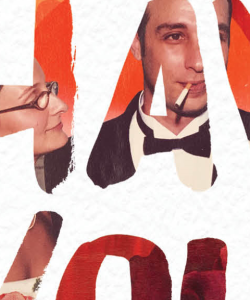 Close-up of the cover of Eleanor Henderson’s Everything I Have Is Yours. A photo of the author and her husband is partially visible within brushstroke style letters. She looks up at his face, while he looks forward.