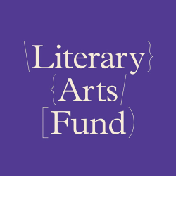 Square logo with purple background and tan lettering reading "Literary Arts Fund" 