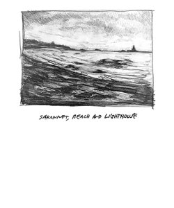 A graphite sketch. Sakonnet, Beach and Lighthouse by Ben Shattuck