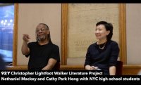 Nathaniel Mackey and Cathy Park Hong with New York City high-school students