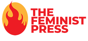 The Feminist Press logo, with a red-and-orange fire graphic on the left and red bold stacked text on the right.