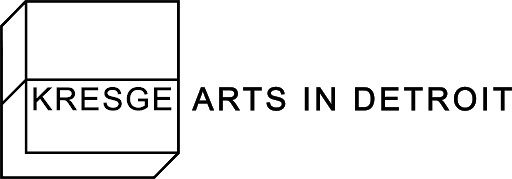 Kresge Arts in Detroit logo. The word "Kresge" is inside a line drawing of a cube that appears to rise from the page.