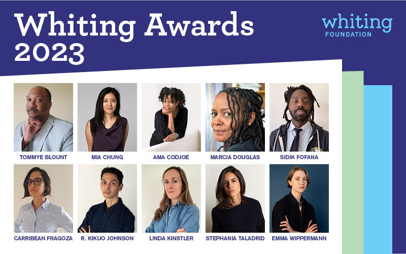 A grid of photos depicting each of the ten winners of the 2023 Whiting Awards